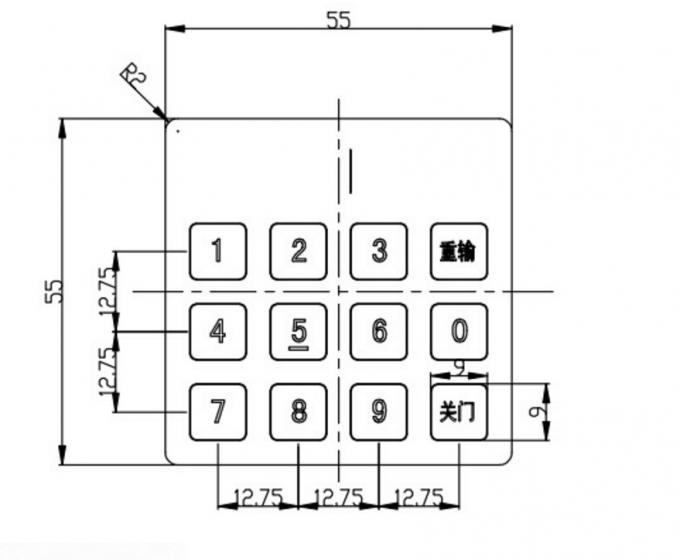 3x4 Layout 12 Button Keypad Matrix Type , Wired Numeric Keypad For