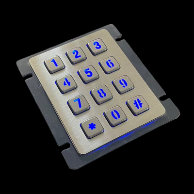 12 Key Backlit Stainless Steel Metal Keypad IP65 Waterproof Vandal Proof Numeric Keypad for Access Control & Kiosk