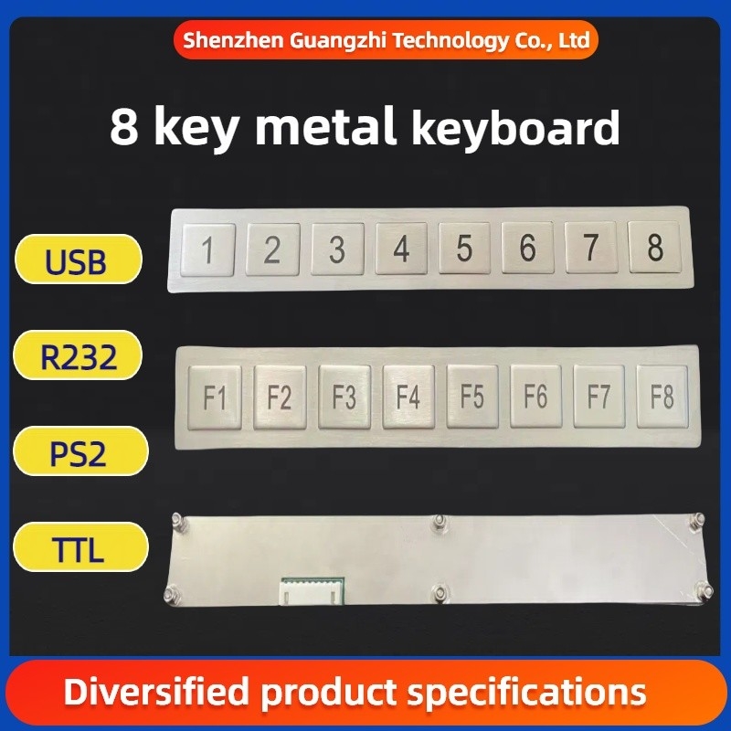 8 Key Function Bar Metal Numeric Keypad Stainless Steel 304 Side Key pinpad
